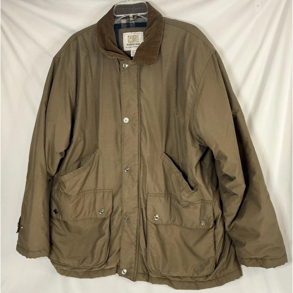Vintage Faded Glory Jacket Mens Large Blue Plaid Lined  Barn Chore Coat